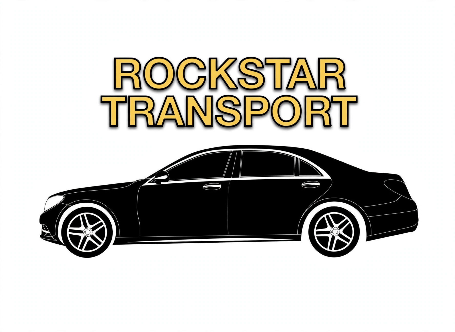 Rockstar Transport — gold ROCKSTAR TRANSPORT lettering over a black sedan